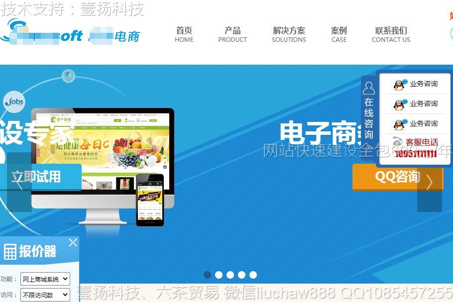 电子-蓝色电子商务企业官网网站模板1707moban