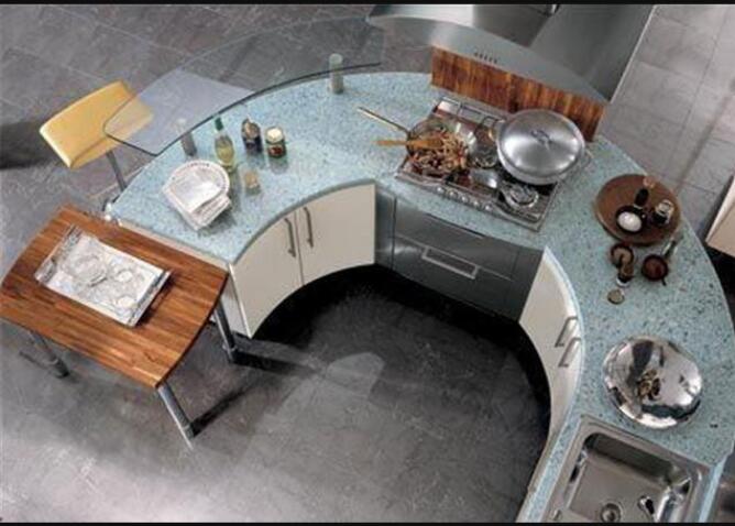 厨房圆弧形布局设计 转身就能洗切炒