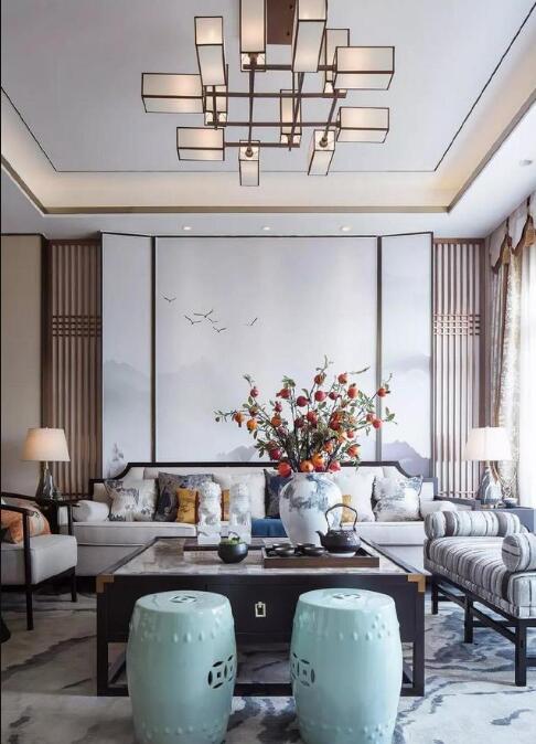 这才是真正的新中式装修哇 沙发墙有屏风卧室墙带蝴蝶