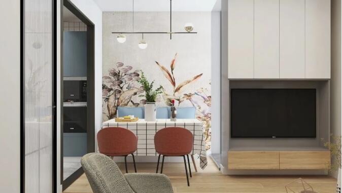 混搭风格拼接 客厅隔出一间小卧室