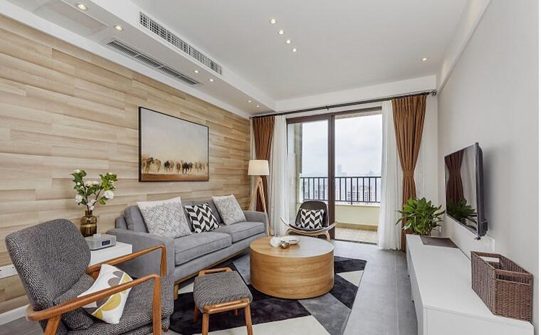 80㎡北欧风案例 背景墙太特别了